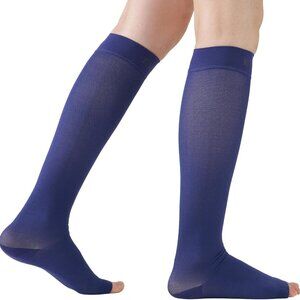 EVOPLECI Open Toe Compression Socks 15-20mmHg Dark Blue Toeless XXL